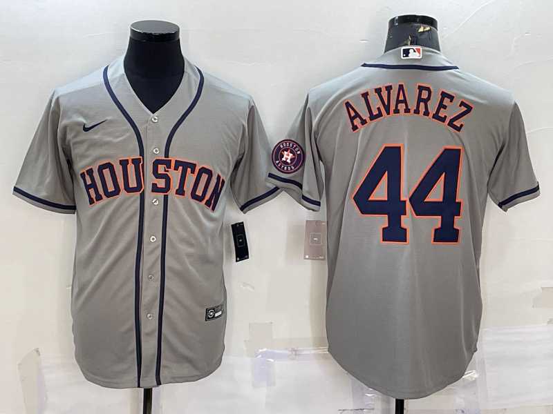 Men%27s Houston Astros #44 Yordan Alvarez Grey With Patch Stitched MLB Cool Base Nike Jersey->houston astros->MLB Jersey